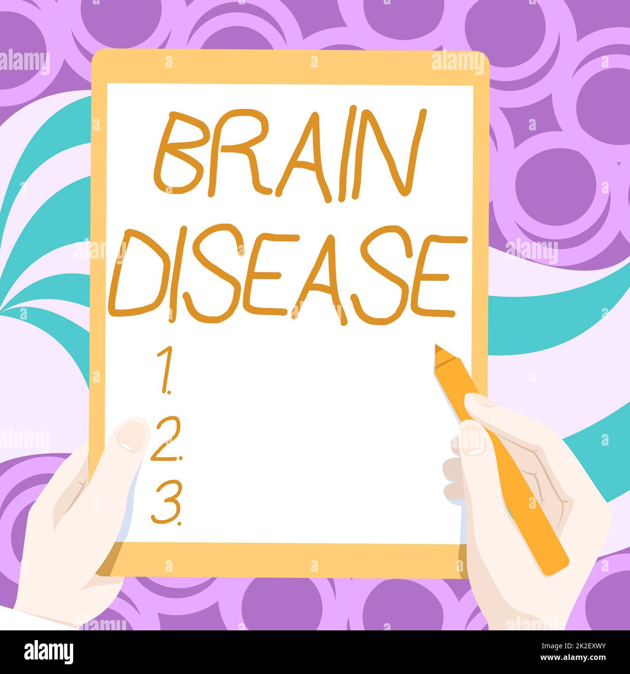 Légende conceptuelle maladie du cerveau. Mot écrit sur un désordre neurologique qui détériore le système s nerfs dessin des deux mains tenant la tablette légèrement présentant des idées merveilleuses Banque D'Images