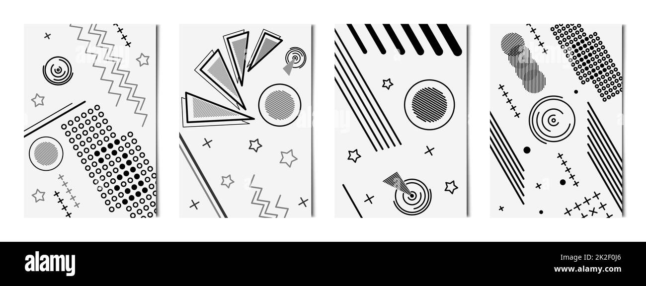 Ensemble de 4 pièces formes géométriques abstraites fonds légers, modèles pour la publicité, cartes de visite, textures - Vector Banque D'Images