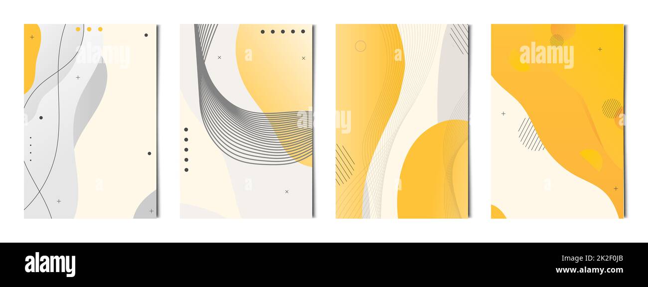 Ensemble de 4 pièces abstrait blanc orange fonds géométriques, modèles pour la publicité, cartes de visite, textures - Vector Banque D'Images