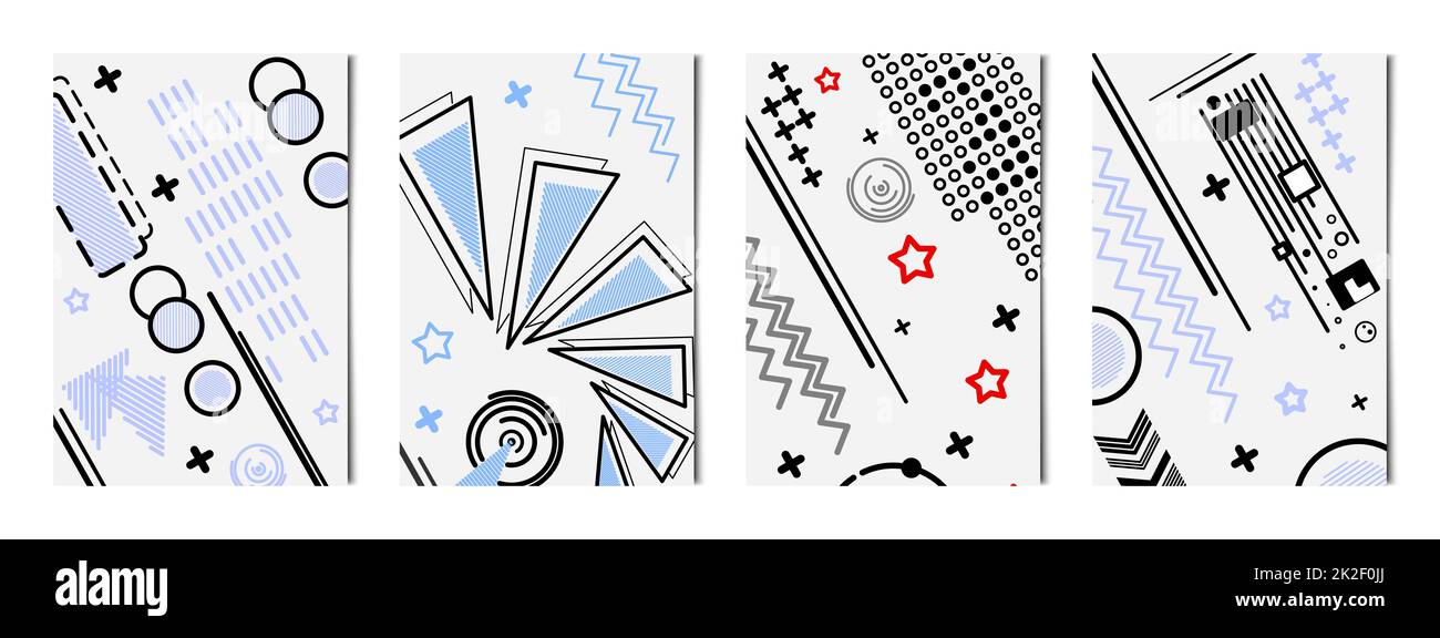 Ensemble de 4 pièces formes géométriques abstraites fonds légers, modèles pour la publicité, cartes de visite, textures - Vector Banque D'Images