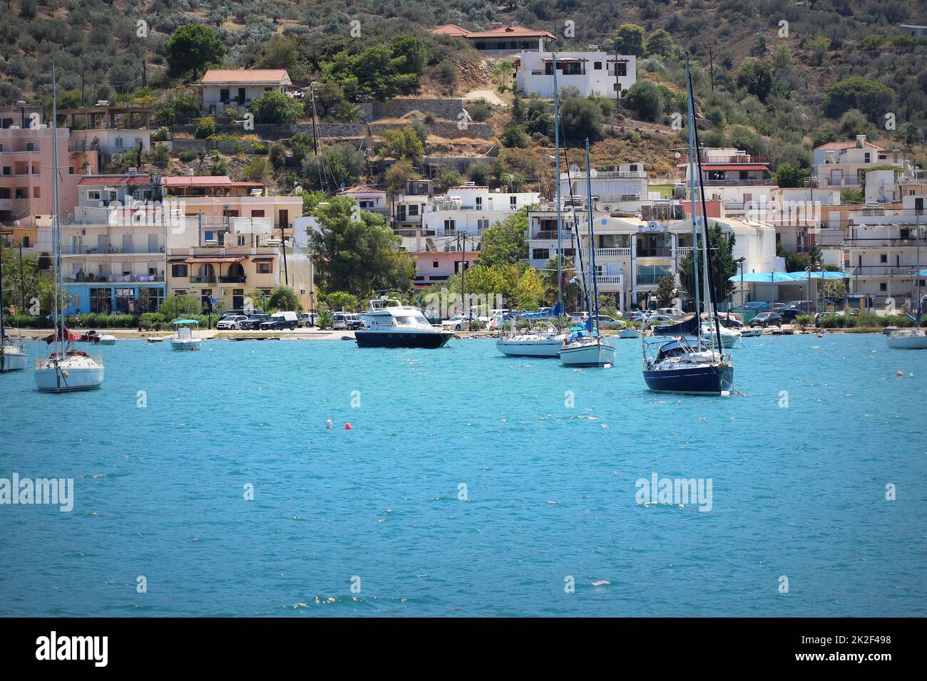 Paysage de l'île de Poros Golfe Saronique Grèce Banque D'Images