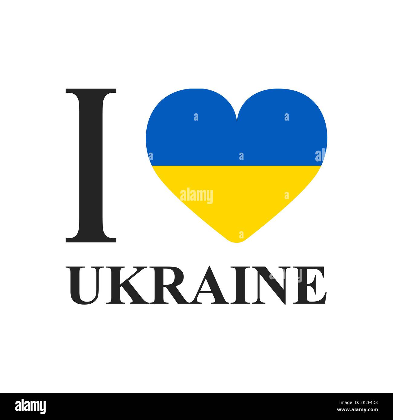 J'aime le texte de l'Ukraine sur fond blanc - Vector Banque D'Images