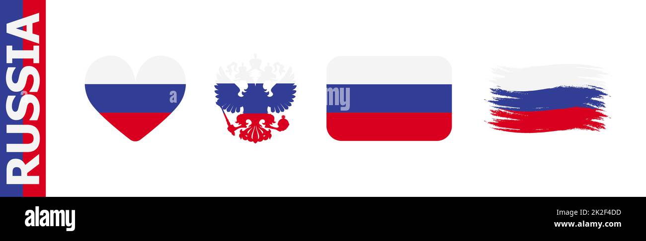 Ensemble de symboles de la Fédération de Russie sur fond blanc - Vector Banque D'Images