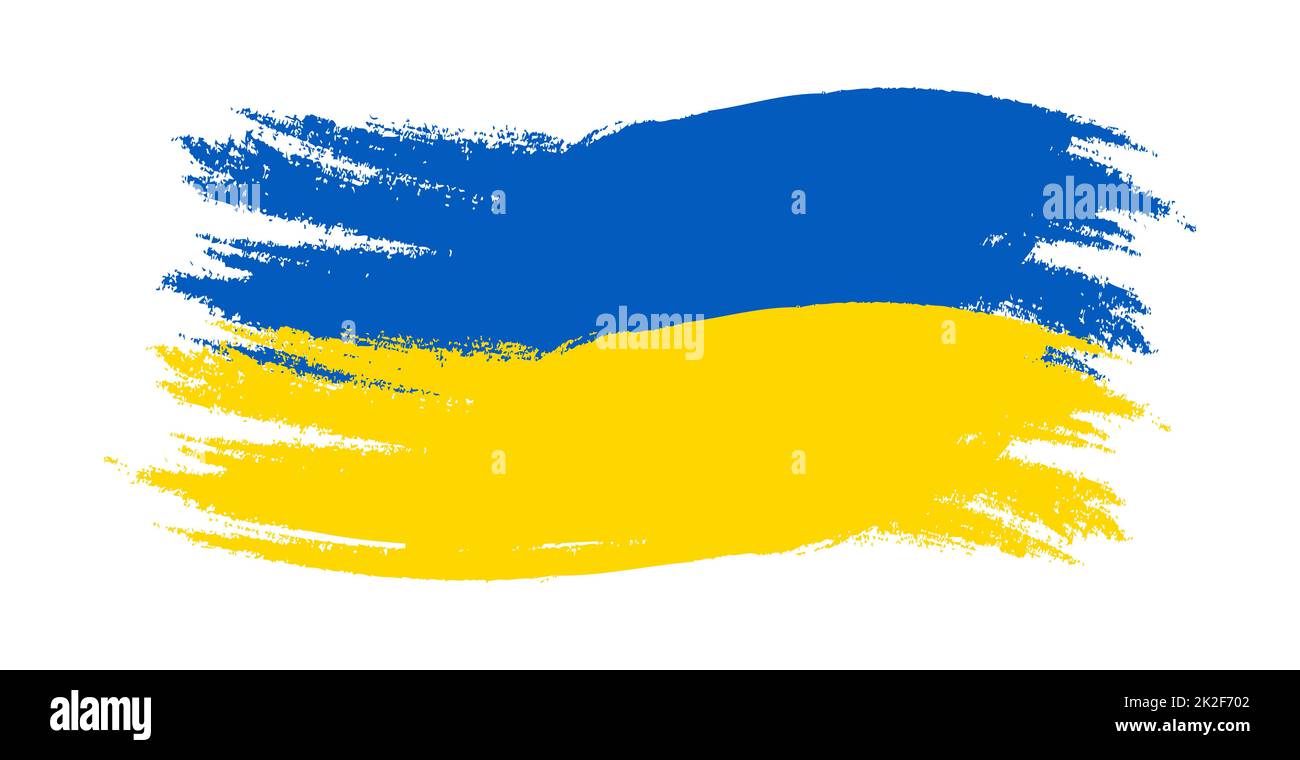 Pinceau bleu-orange de drapeau de peinture de l'Ukraine sur fond blanc - Vector Banque D'Images