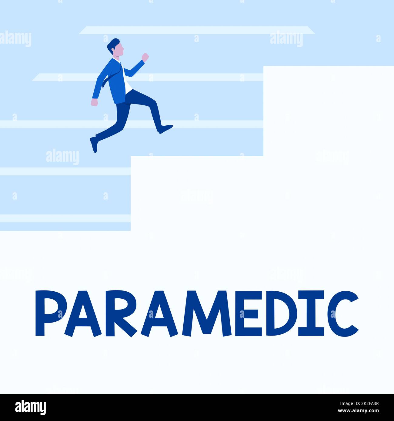 Écriture affichant du texte Paramedic. Vitrine d'affaires un travailleur de la santé ayant une expertise en travail médical d'urgence gentleman en costume courir vers le haut sur Un grand escalier montrant des progrès. Banque D'Images