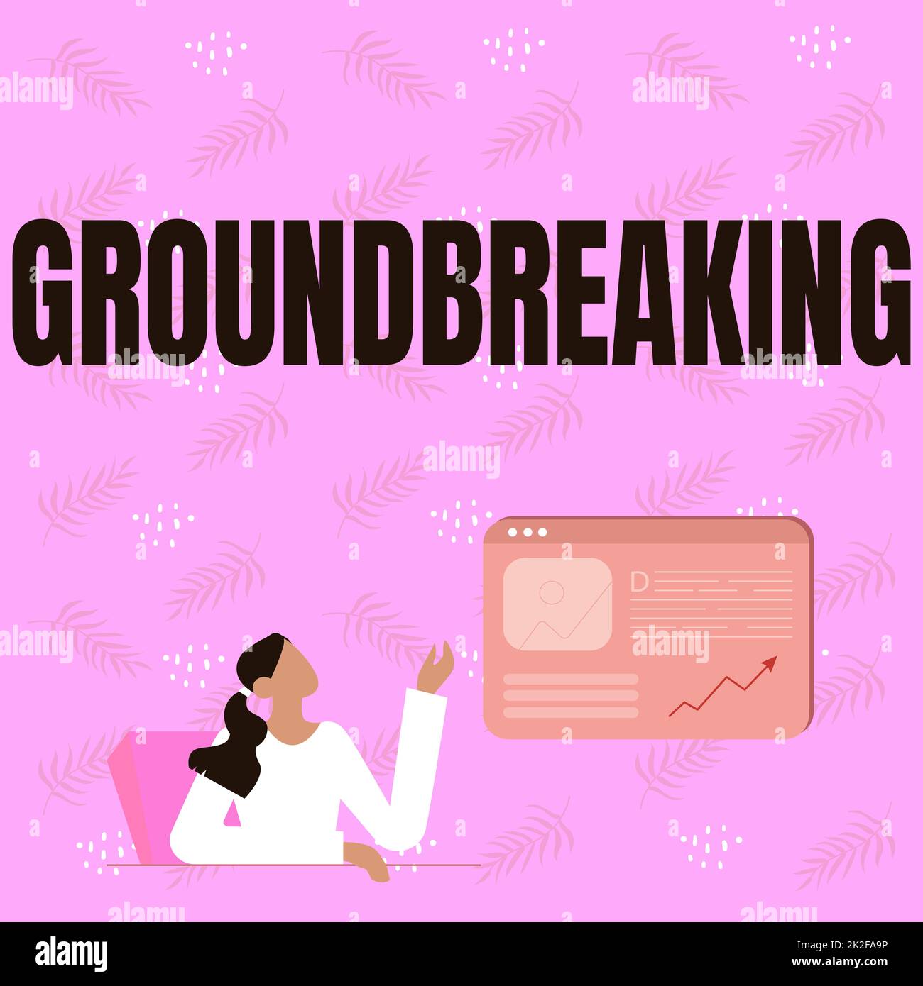 Inspiration montrant le signe révolutionnaire. Internet concept très nouveau et un grand changement d'autres choses de son type Line Drawing for Lady assis présentant de nouvelles idées avec l'écran de navigateur Web Banque D'Images