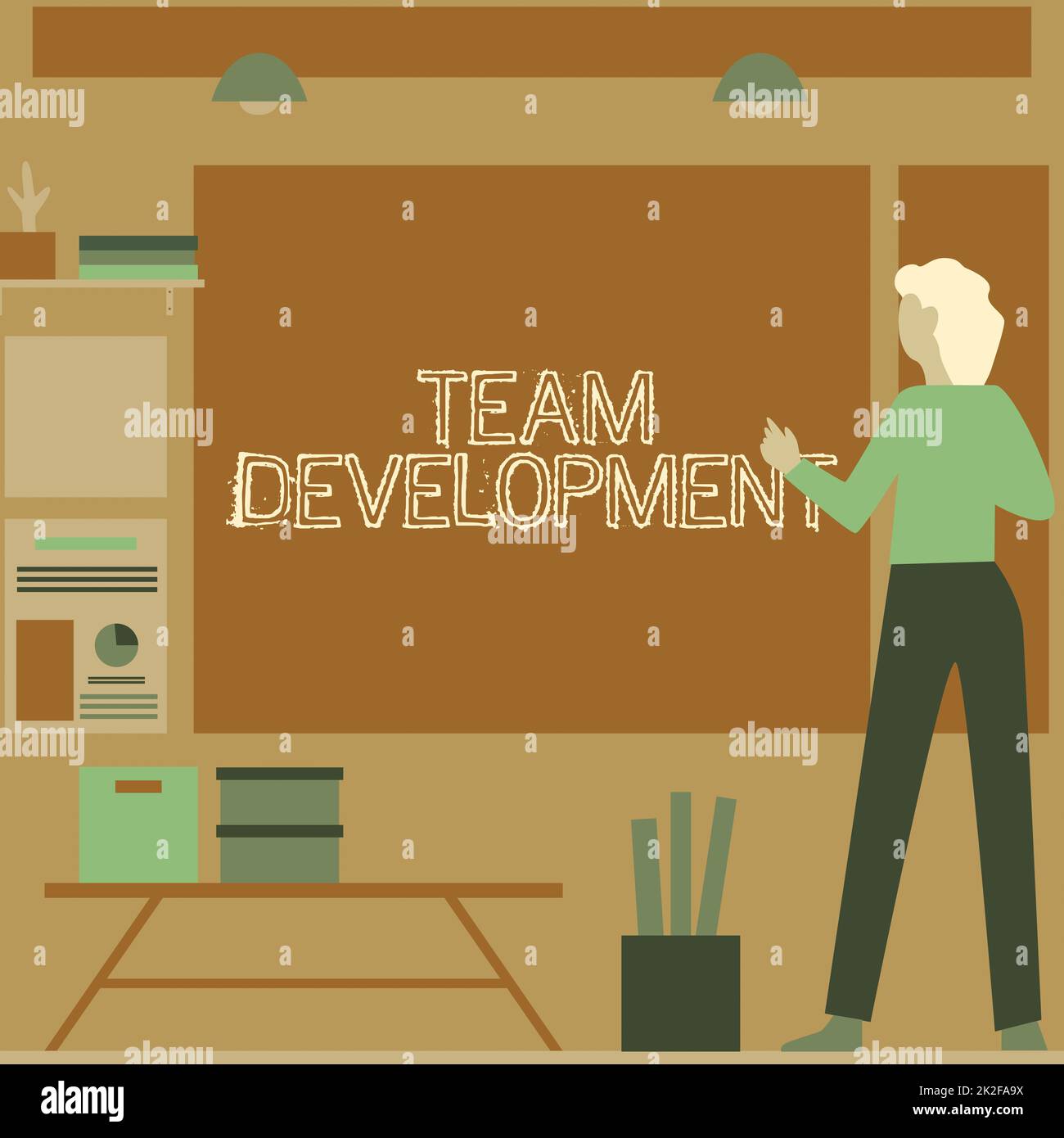 Affiche textuelle indiquant le développement de l'équipe. Photo conceptuelle Découvrez pourquoi et comment les petits groupes changent avec le temps avec des graphiques Businesswoman décontracté debout présentant des graphiques et de nouvelles idées merveilleuses. Banque D'Images