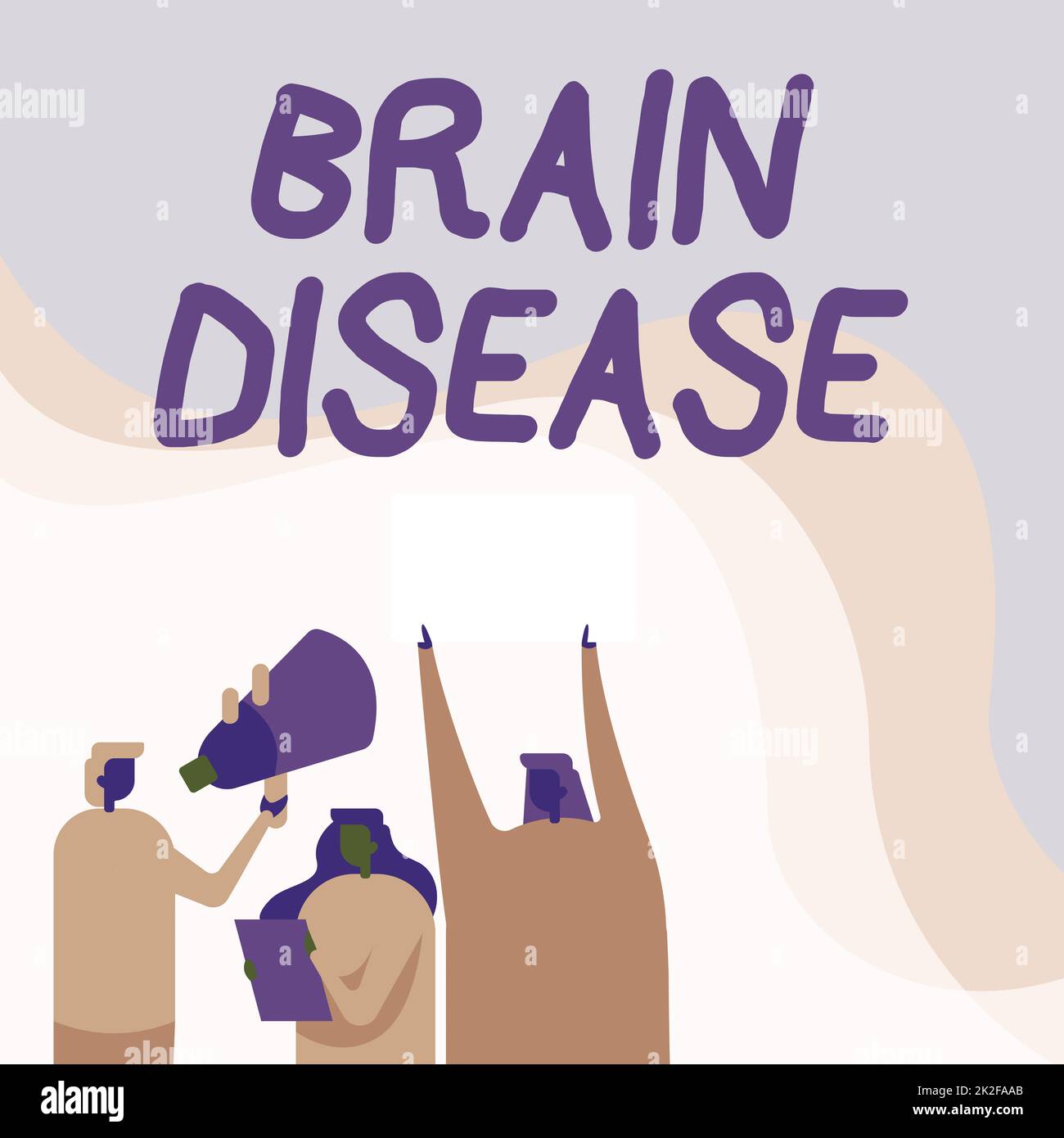 Texte montrant l'inspiration maladie du cerveau. Aperçu des affaires un désordre neurologique qui détériore le système s est des activistes nerfs tenant des mégaphones Thier et des placards faire une annonce. Banque D'Images