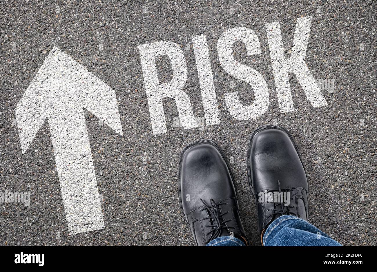 Texte sur le plancher - risque Banque D'Images