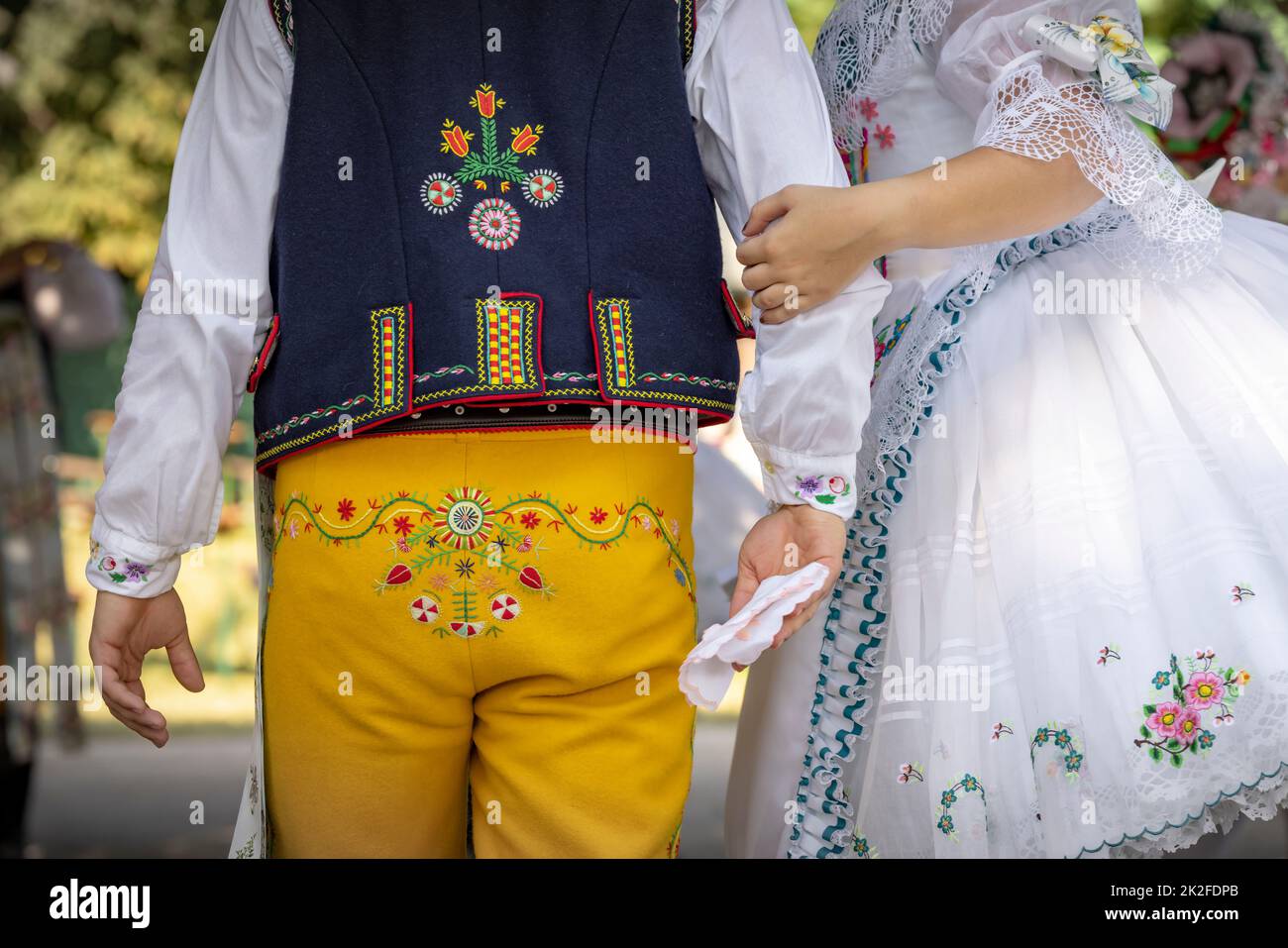 Détail du costume folklorique, Rakvice, Moravie du Sud, République tchèque Banque D'Images