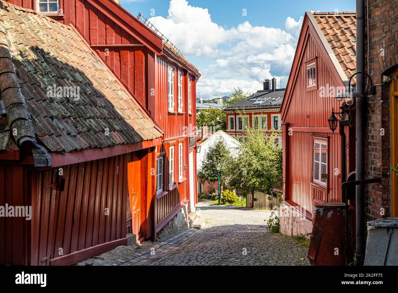 Maisons traditionnelles sur Damstredet, Oslo, Norvège Banque D'Images