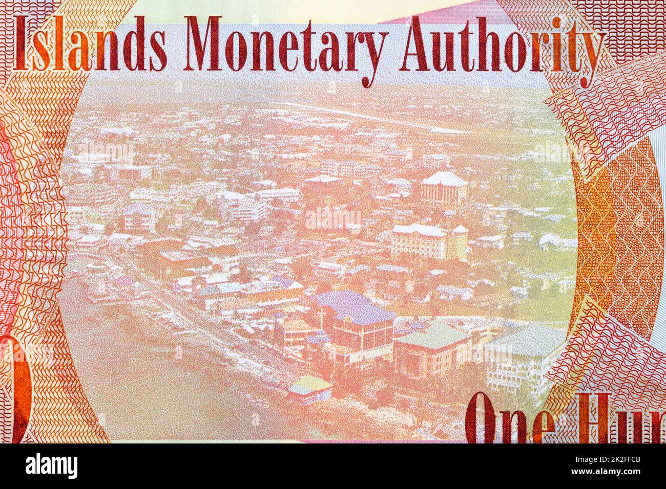 Vue aérienne du centre financier de George Town depuis l'argent Banque D'Images