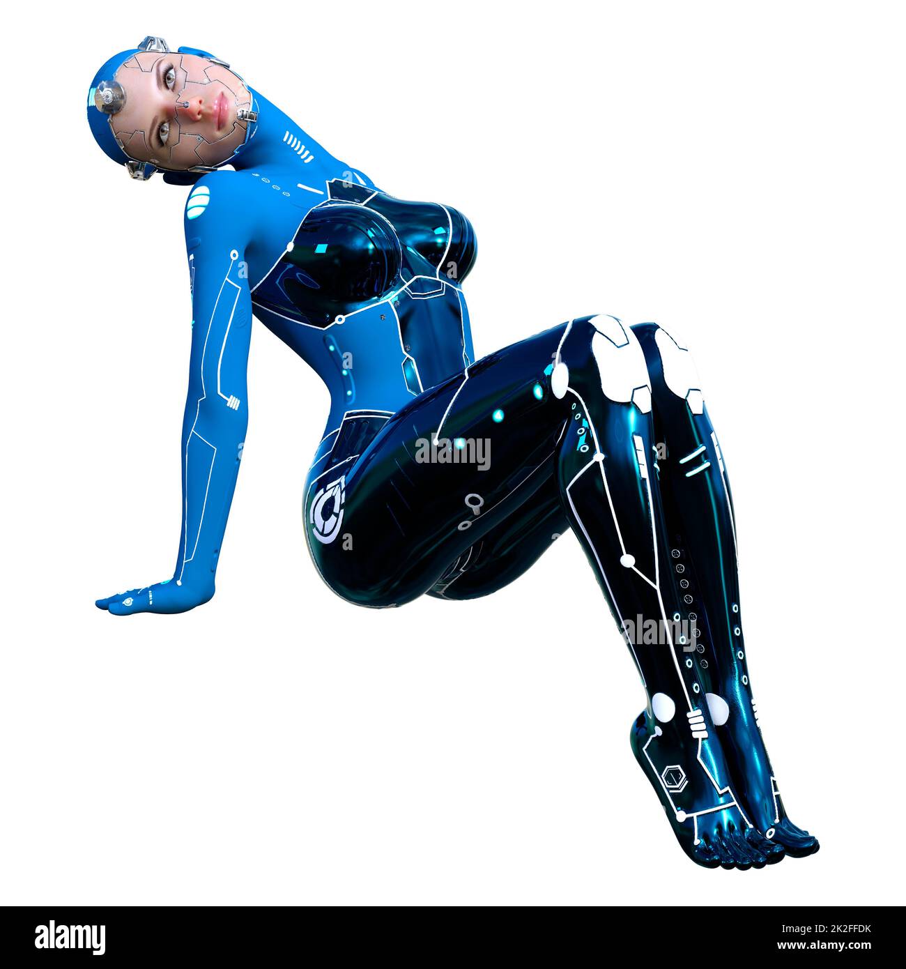 Le Rendu 3D Robot femelle on White Banque D'Images