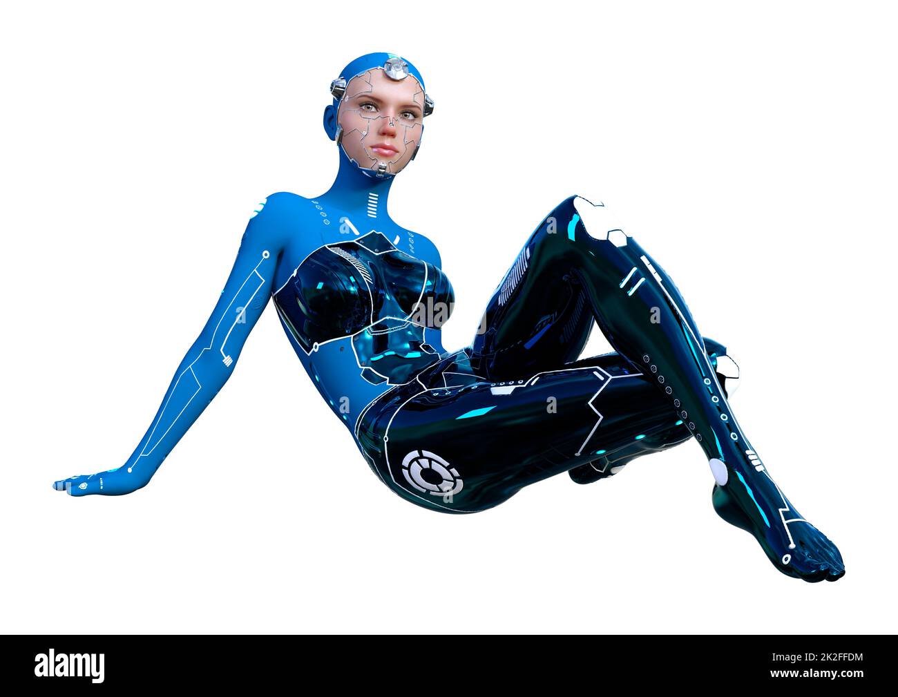 Le Rendu 3D Robot femelle on White Banque D'Images