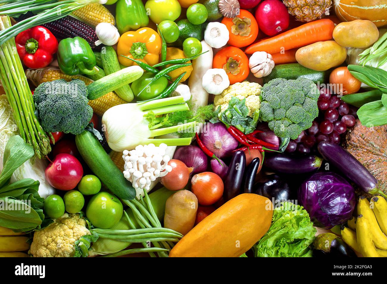 Légumes et fruits frais, fruits et légumes colorés, nourriture propre, légumes et fruits Arrière-plan,vue du dessus,ensemble de fruits et légumes,Food co Banque D'Images