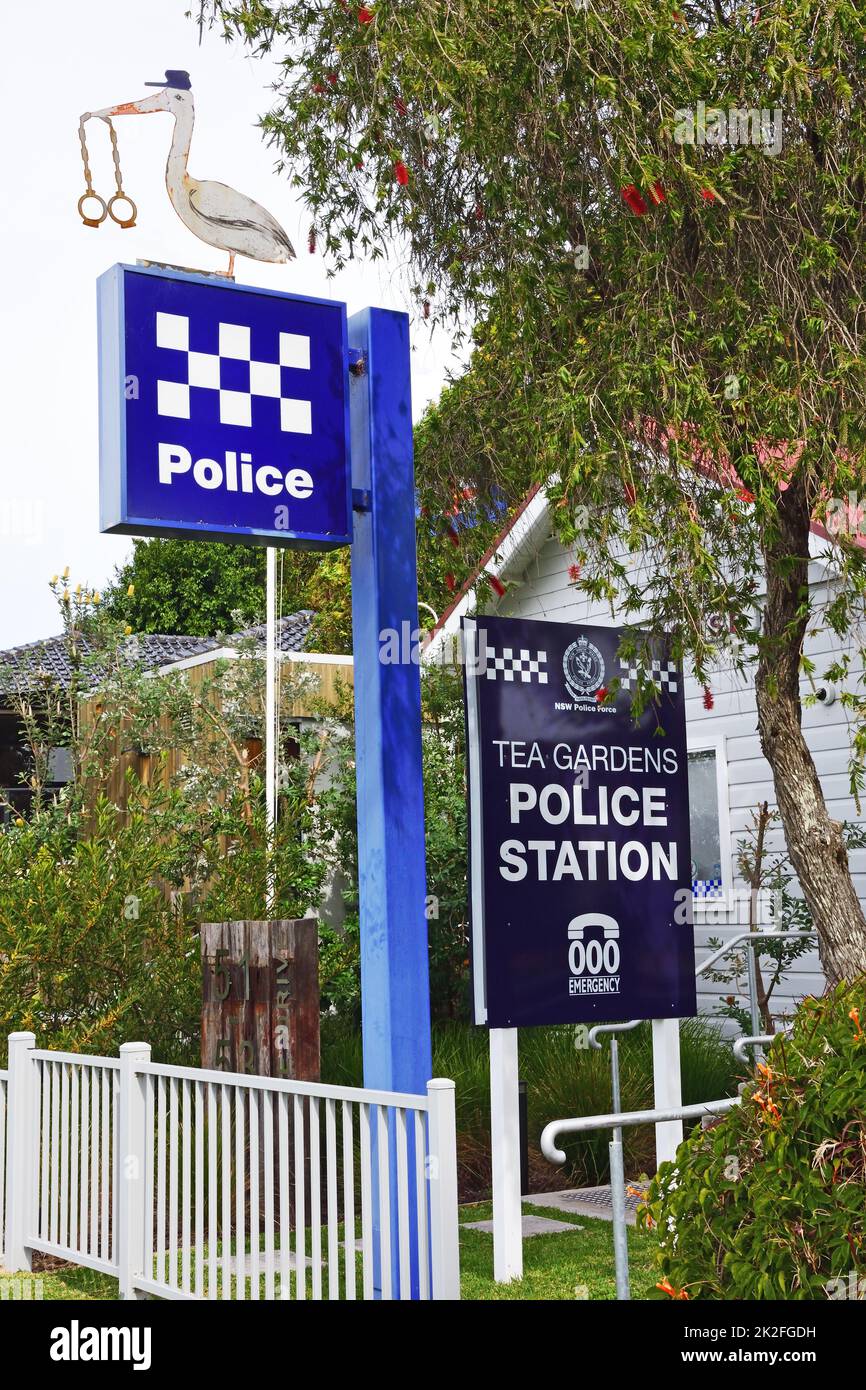 Poste de police dans le canton côtier de Tea Gardens, Nouvelle-Galles du Sud, Australie Banque D'Images