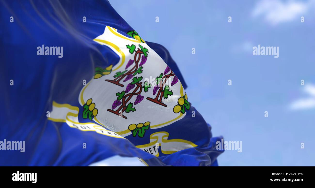 Le drapeau de l'État du Connecticut agitant dans le vent Banque D'Images
