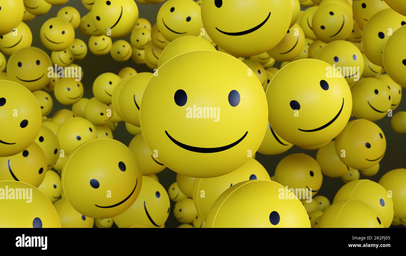 Émoticônes de sourire 3D lol icônes riant balles en caoutchouc jaune illustration Banque D'Images