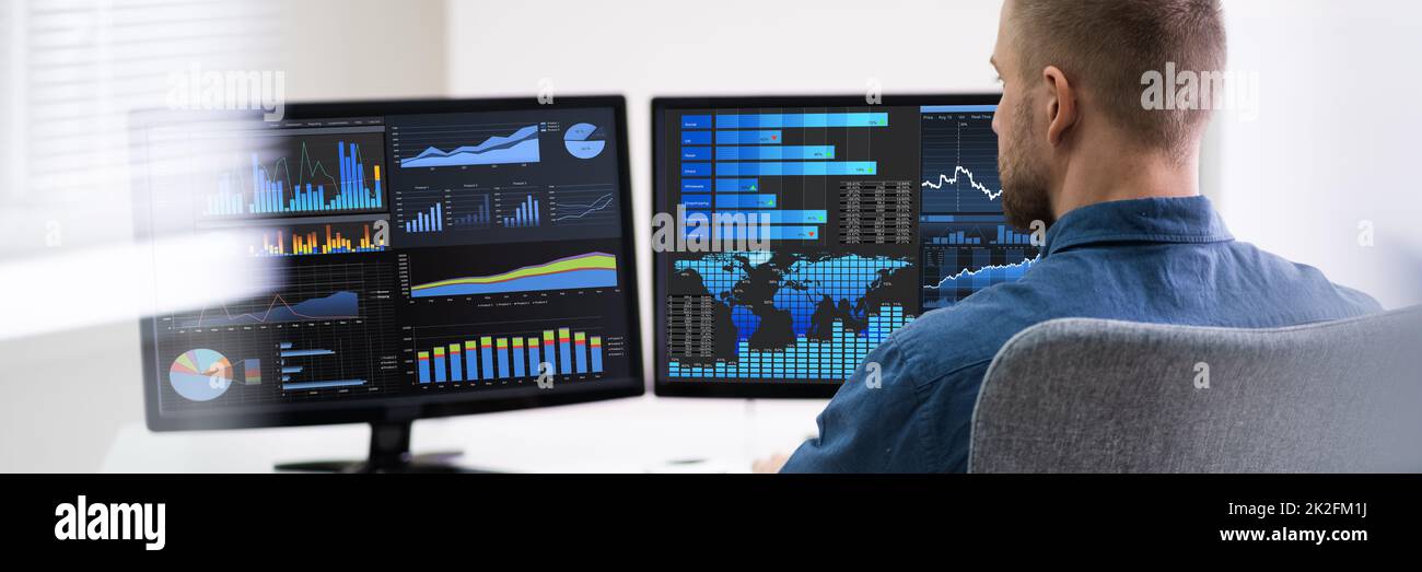 L'analyse des graphiques sur ordinateur d'affaires Banque D'Images