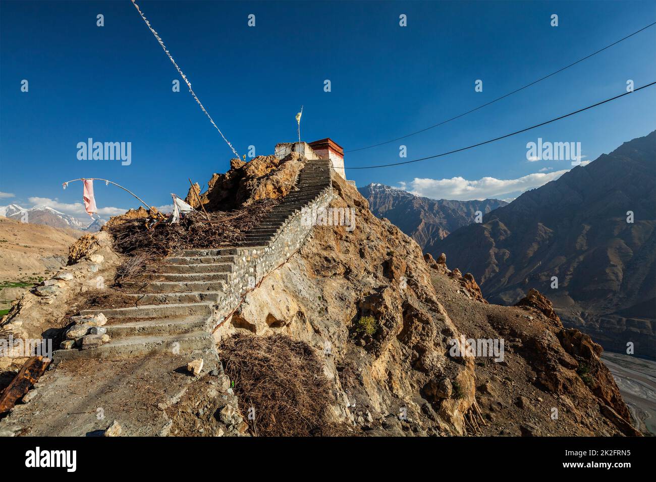 Dhankar gompa monastère . Dhankar, vallée de Spiti, Himachal Pradesh, Inde Banque D'Images