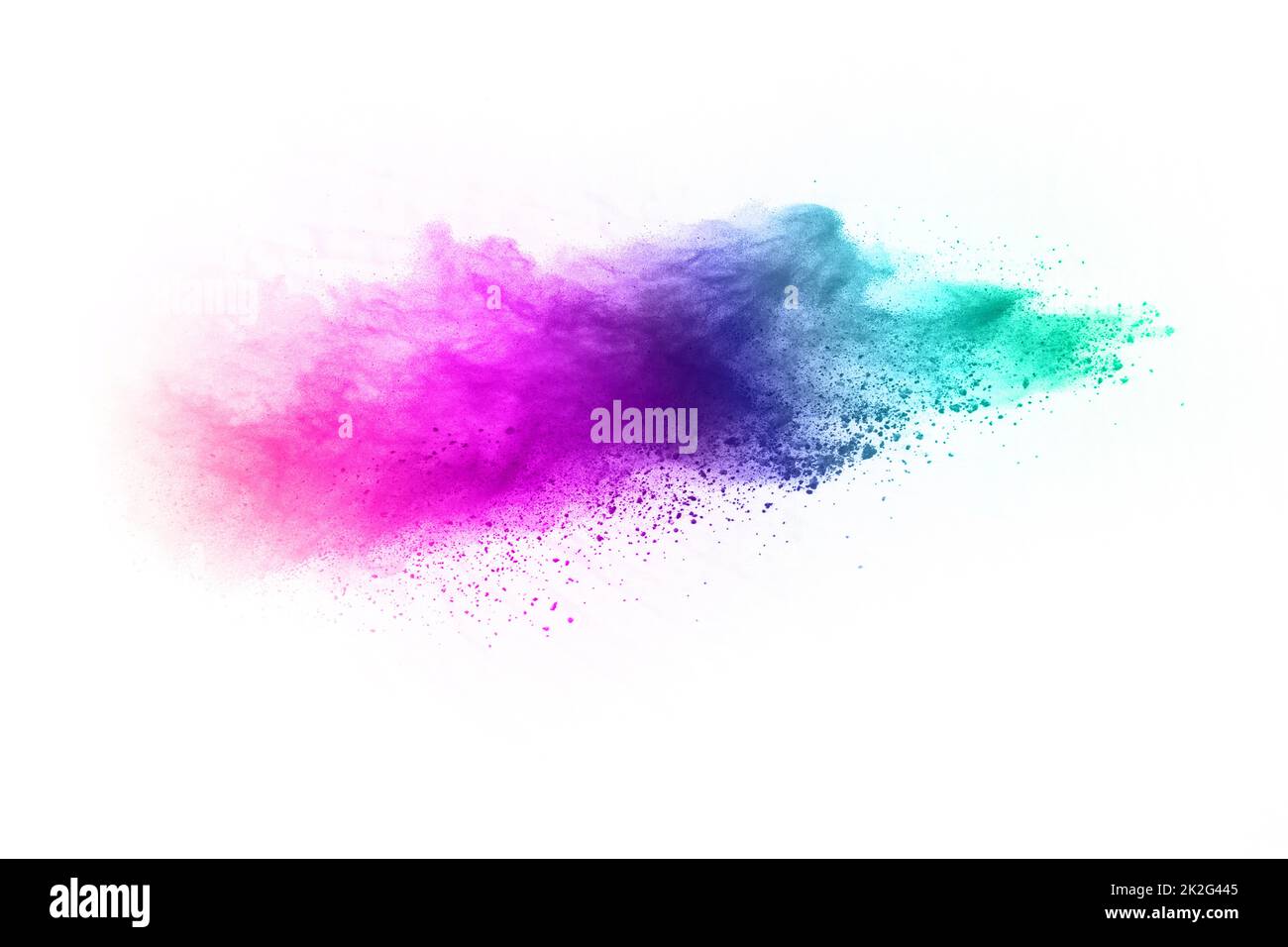 Arrière-plan abstrait coloré en poudre. Explosion de poudre colorée sur fond blanc. Nuage de couleur. La poussière colorée explose. Peinture Holi. Banque D'Images