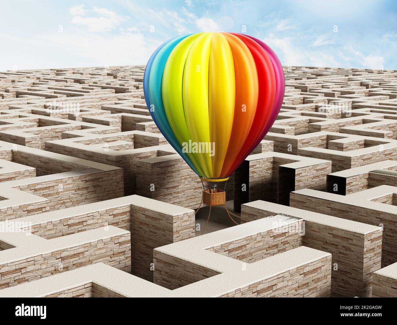 Ballon d'air chaud sur labyrinthe Banque D'Images