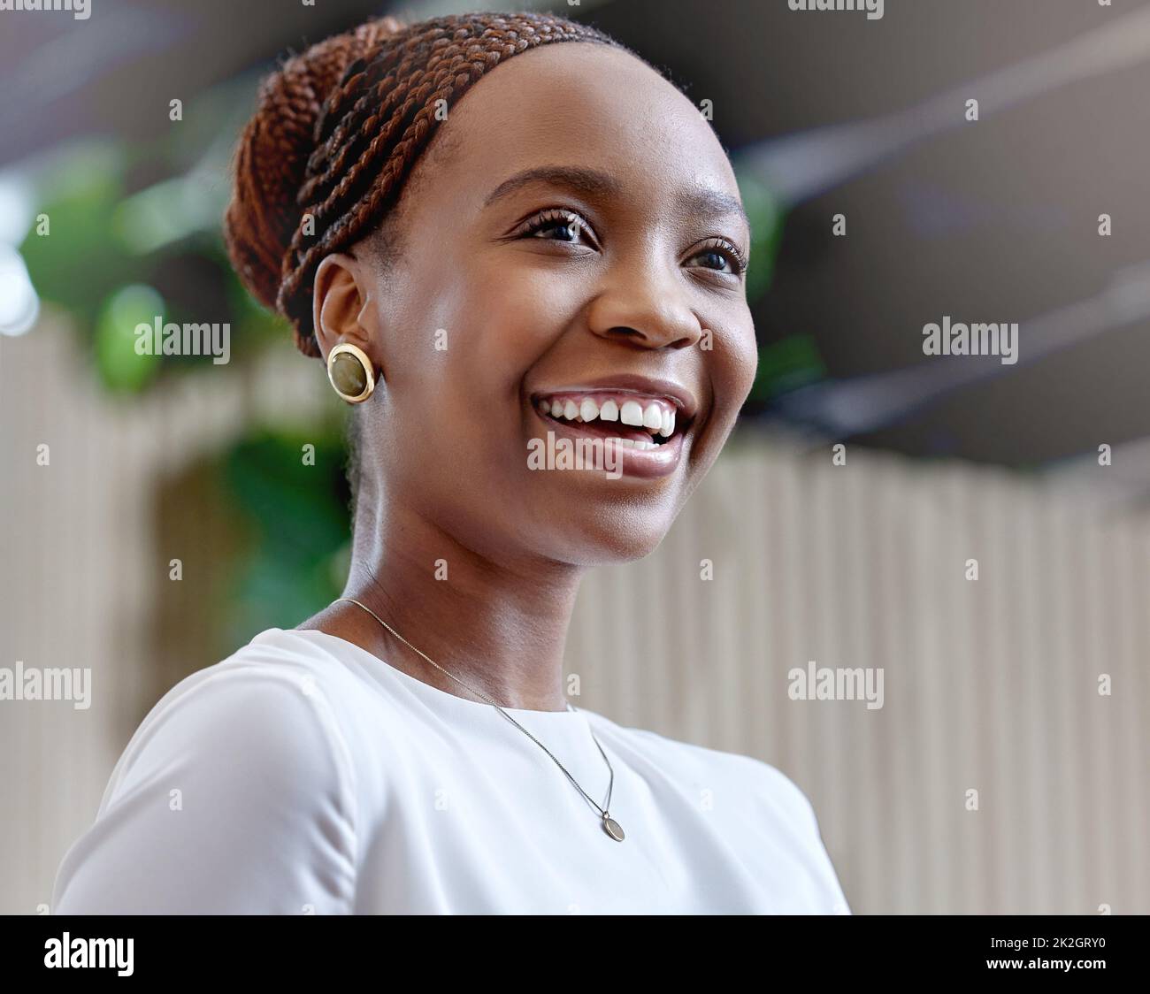 Golden Gates parlait. Photo d'une belle jeune femme qui parle à ses collègues à l'extérieur. Banque D'Images