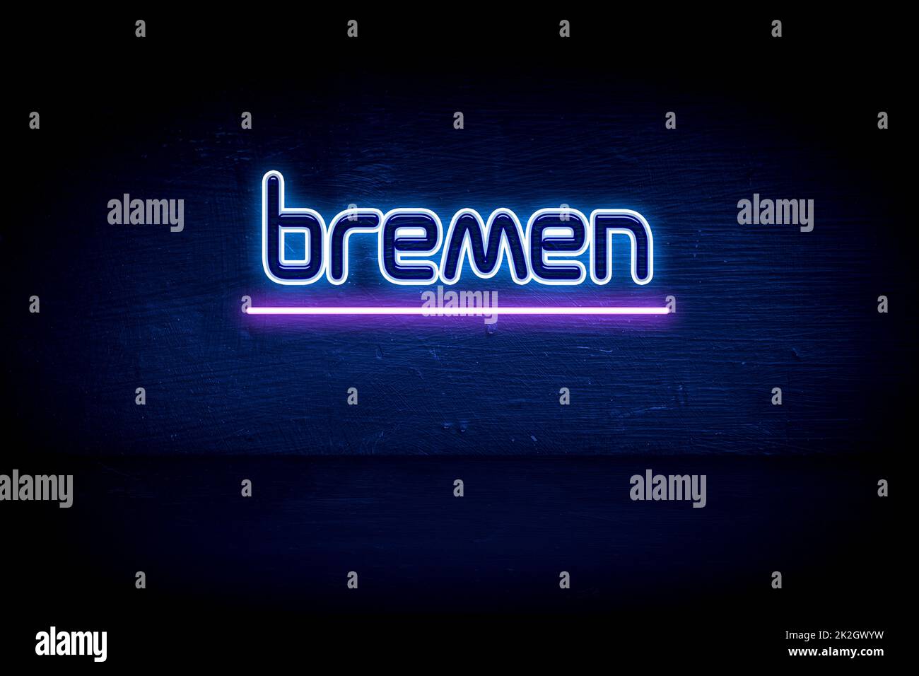Bremen - panneau d'annonce au néon bleu Banque D'Images