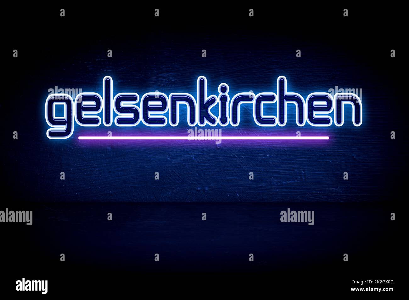 Gelsenkirchen - panneau d'annonce au néon bleu Banque D'Images