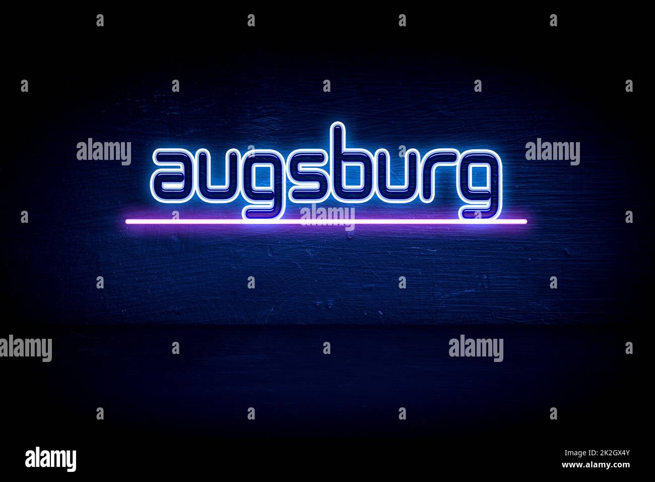Augsburg - panneau d'annonce au néon bleu Banque D'Images