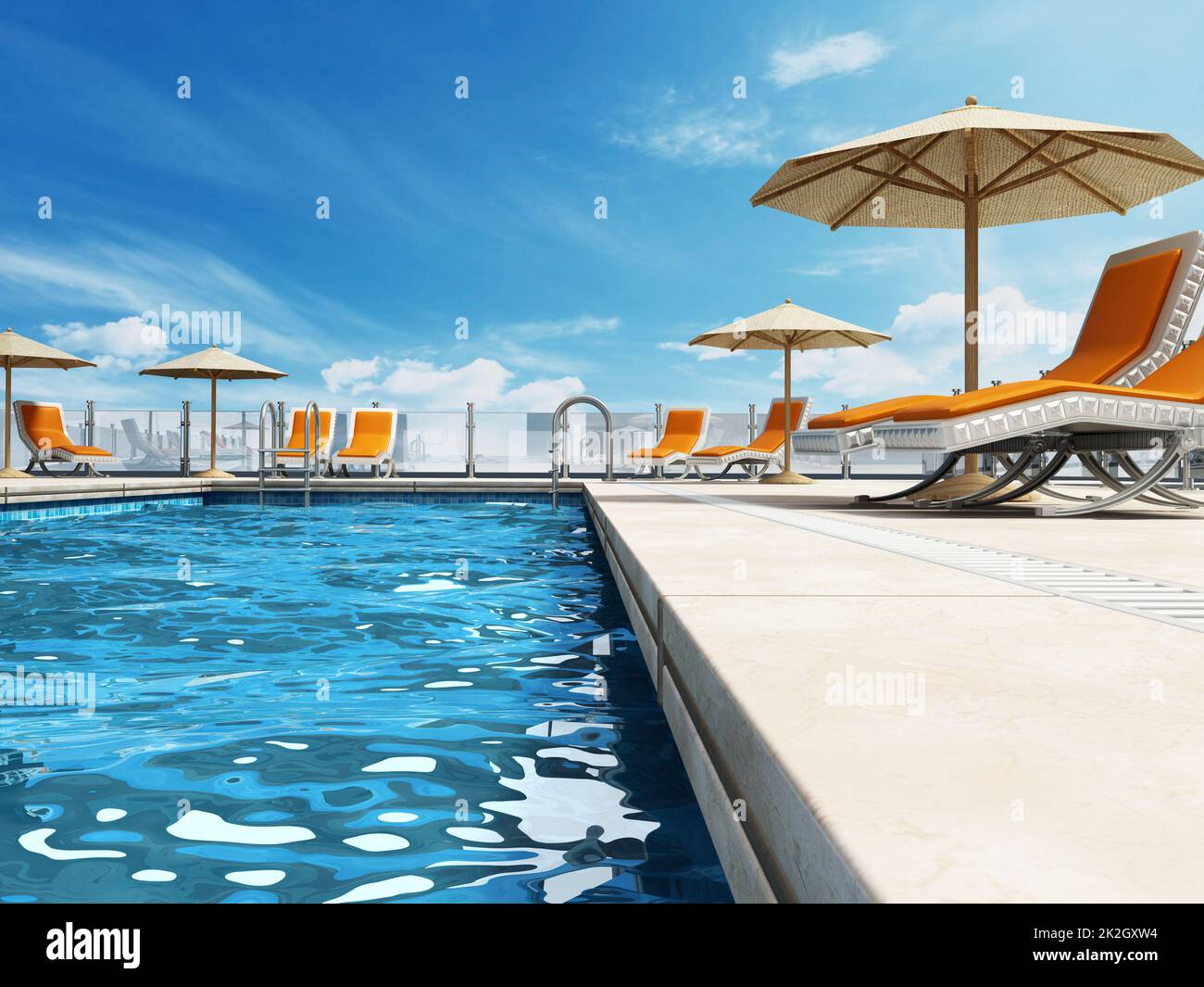 Piscine construite sur le toit d'un bâtiment Banque D'Images