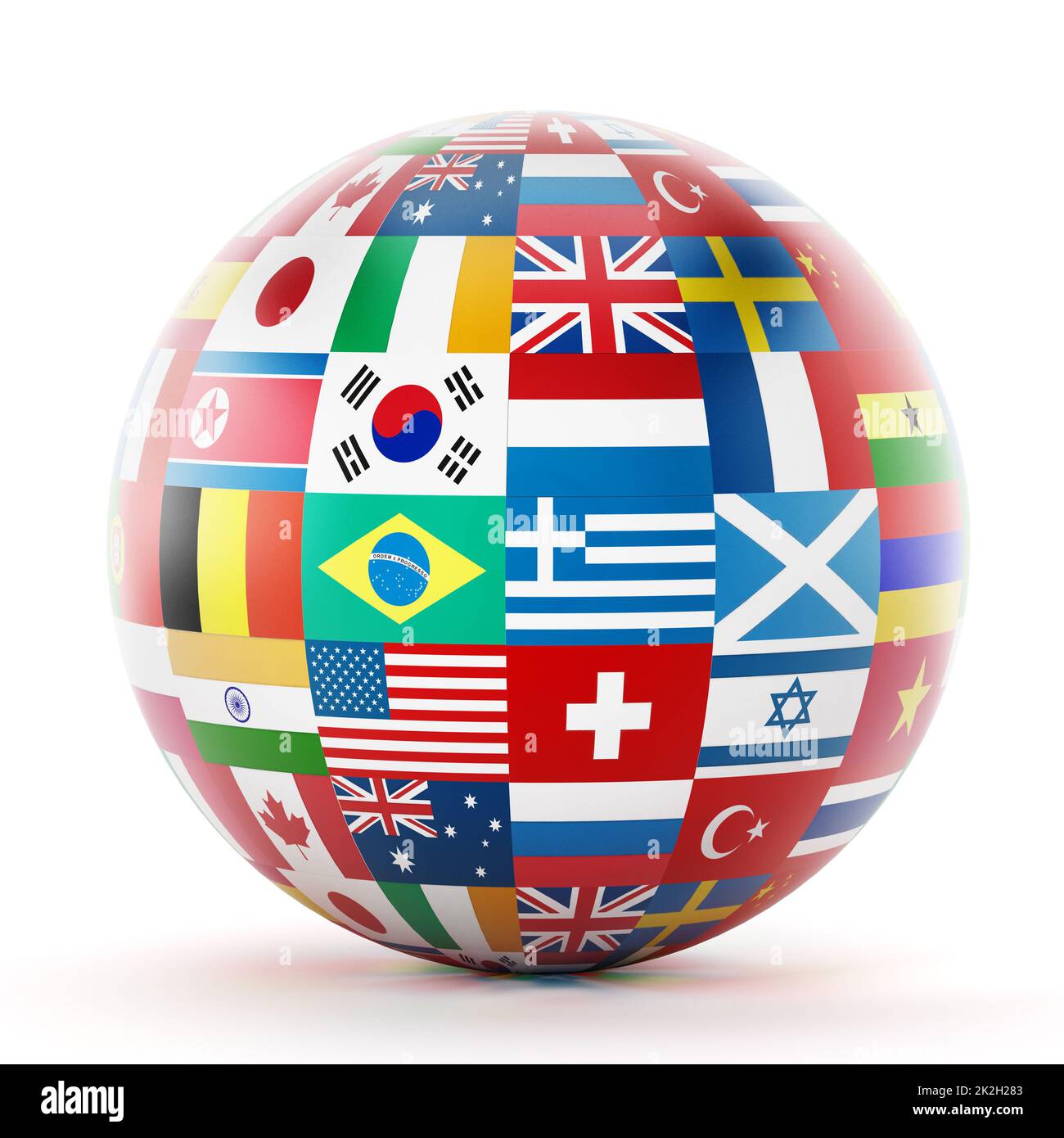Drapeaux internationaux sur le monde Banque D'Images