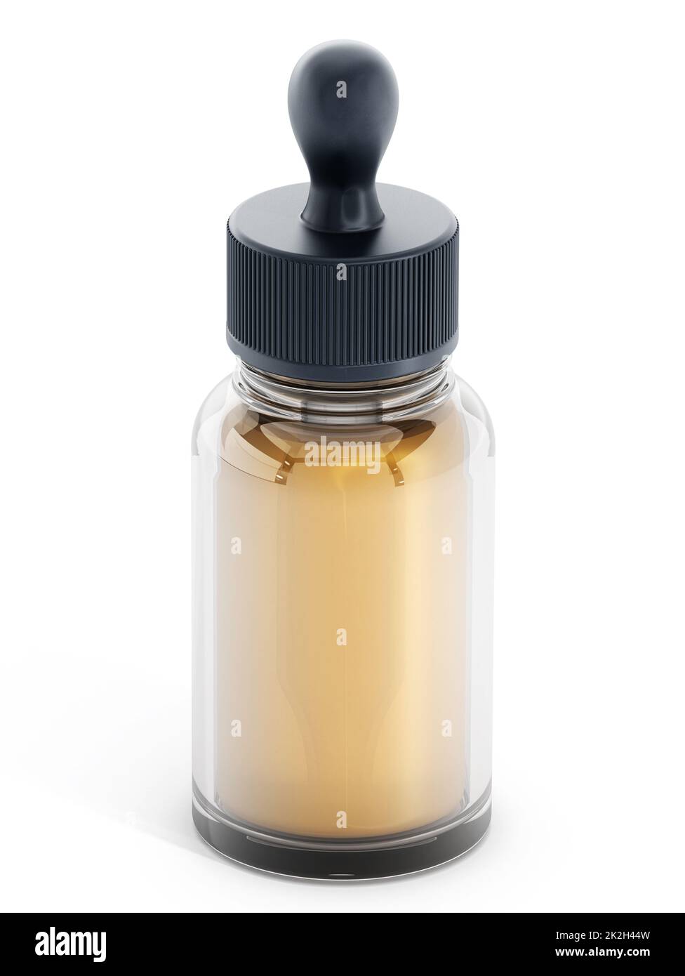 Compte-gouttes de parfum contenant du liquide jaune Banque D'Images