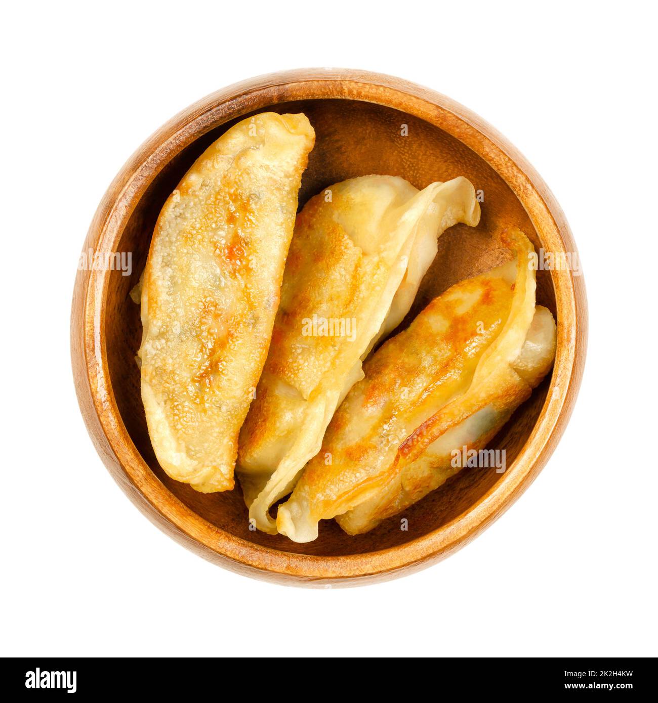 Gyoza frit, boulettes japonaises, avec légumes Banque D'Images
