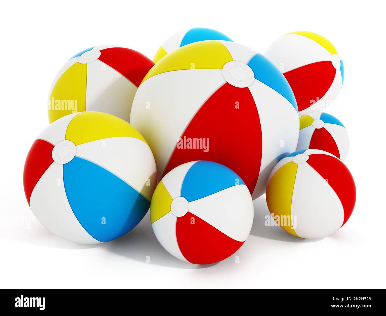 Boules de mer multicolores isolées sur fond blanc. 3D illustration Banque D'Images