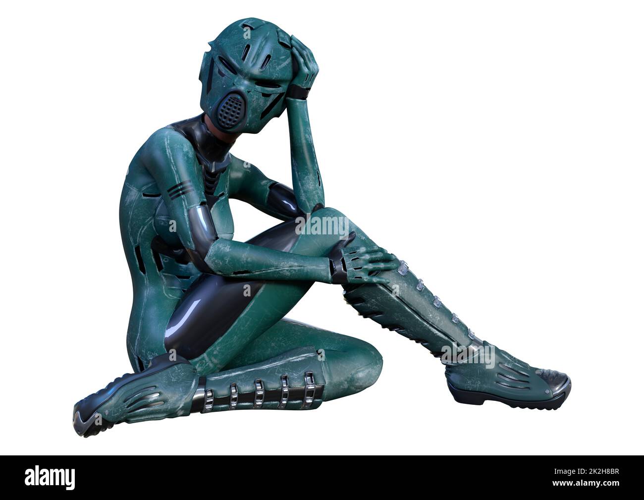 Le Rendu 3D Robot femelle on White Banque D'Images