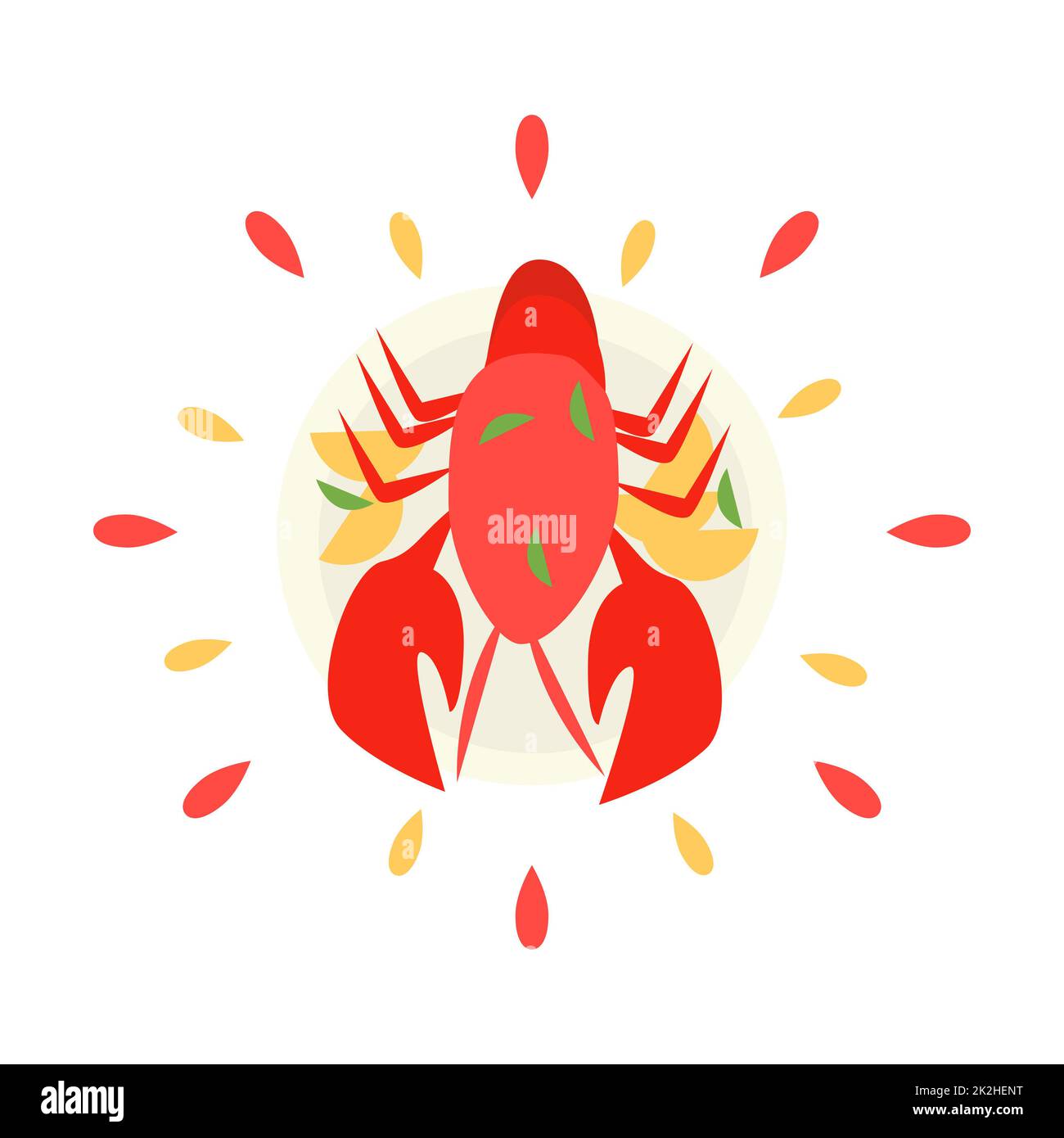Icône de crabe juteux abstrait avec des éclaboussures sur fond blanc - Vector Banque D'Images