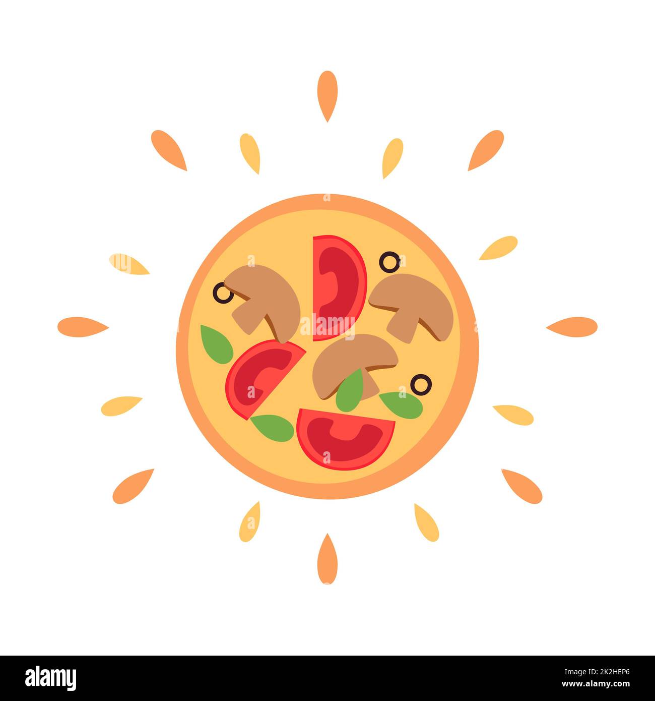 Icône de pizza juteuse abstraite sur fond blanc - Vector Banque D'Images