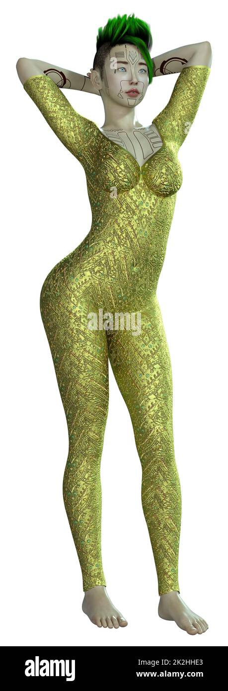 Le Rendu 3D Robot femelle on White Banque D'Images