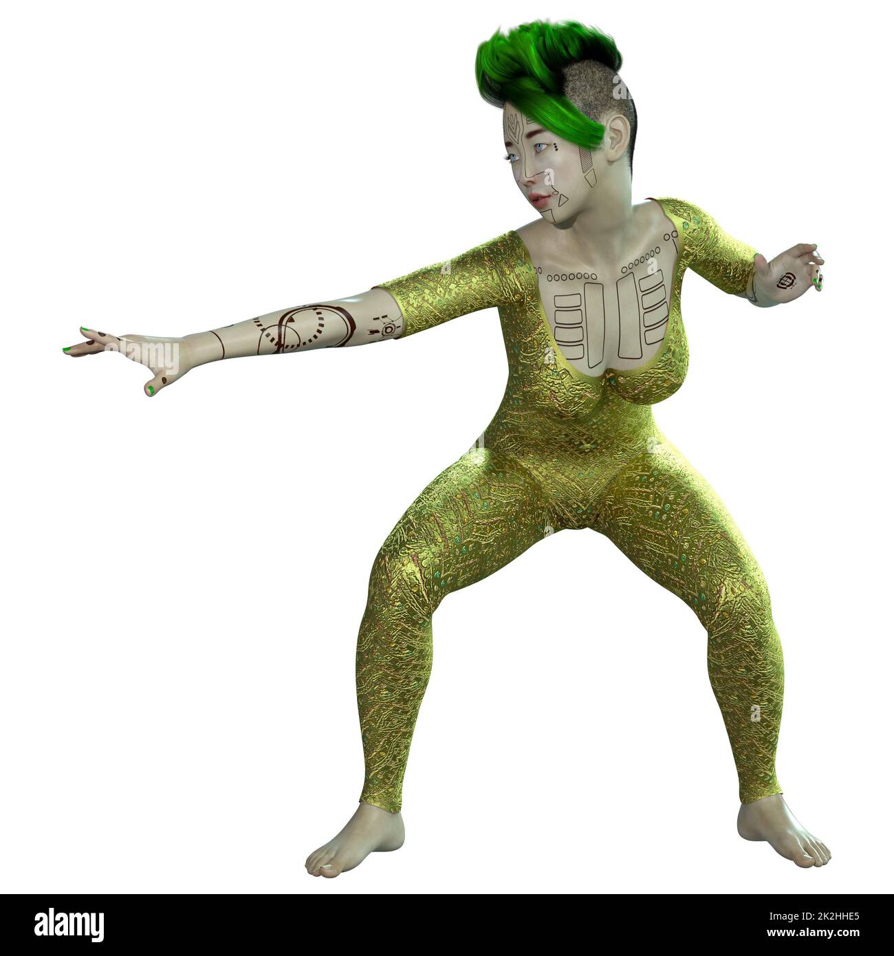 Le Rendu 3D Robot femelle on White Banque D'Images