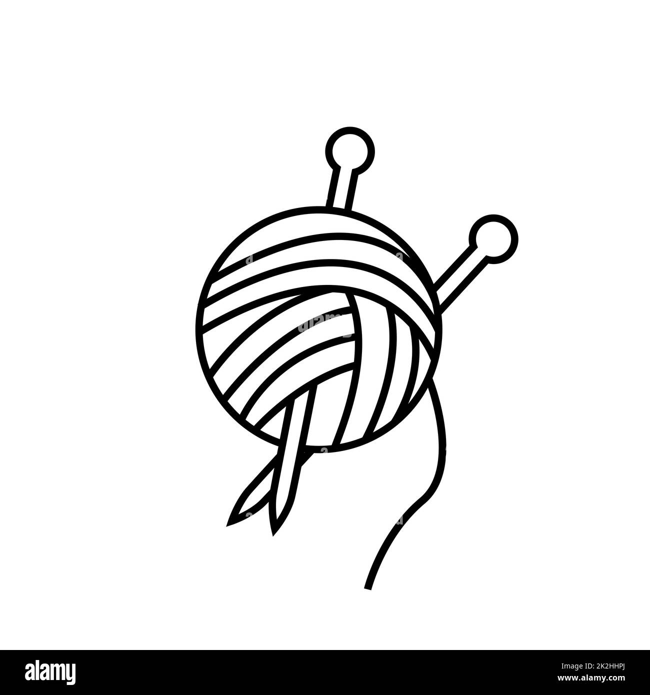 Icône de ligne mince d'aiguille tricotage isolée sur fond blanc - vecteur Banque D'Images