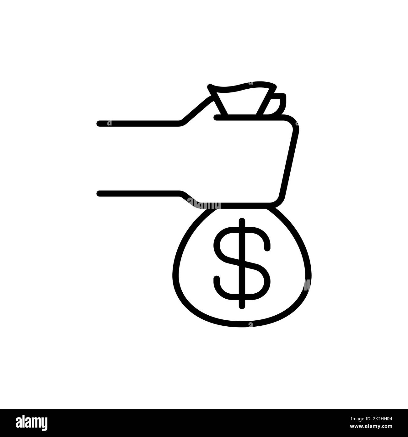 Icône de sac d'argent fin isolée sur fond blanc - Vector Banque D'Images
