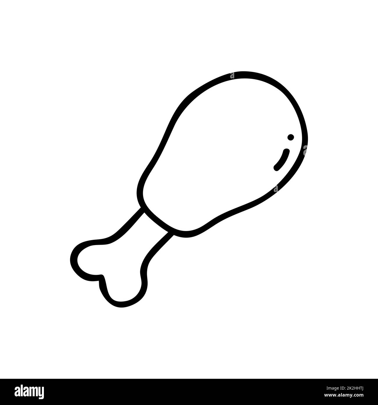 Icône de cuisse de poulet à ligne mince isolée sur fond blanc - Vector Banque D'Images