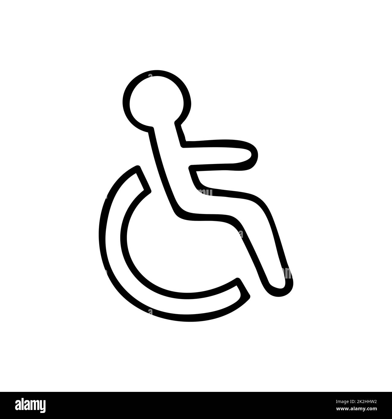 Icône de ligne fine du symbole d'incapacité sur fond blanc - vecteur Banque D'Images