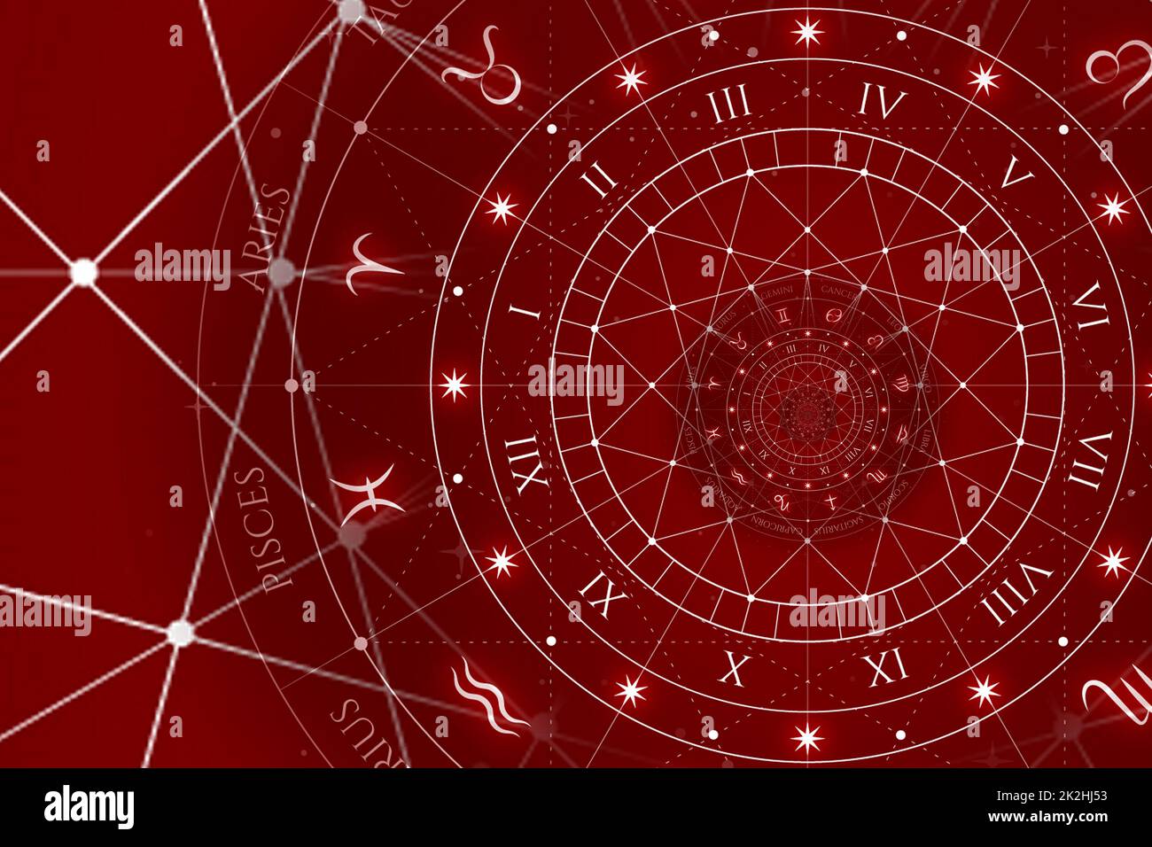 Signes du zodiaque arrière-plan de l'horoscope. Concept de fantaisie et de mystère Banque D'Images