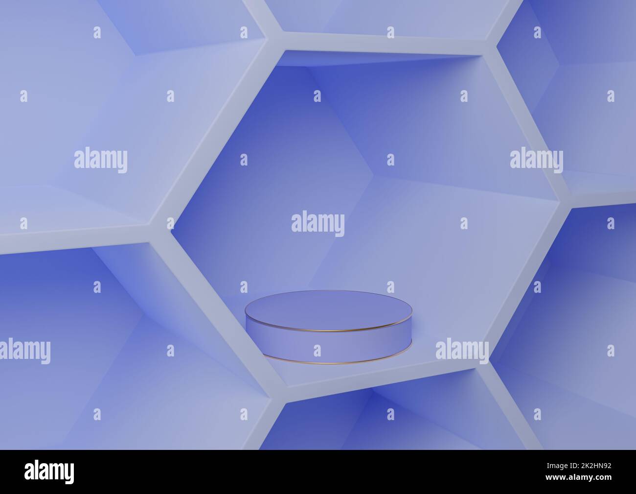 Lumière, bleu pastel 3D rendu produit affichage motif nid d'abeille résumé fond pour la photographie de produit nature, géométrique, simple modèle cylindre plate-forme podium ou support Banque D'Images