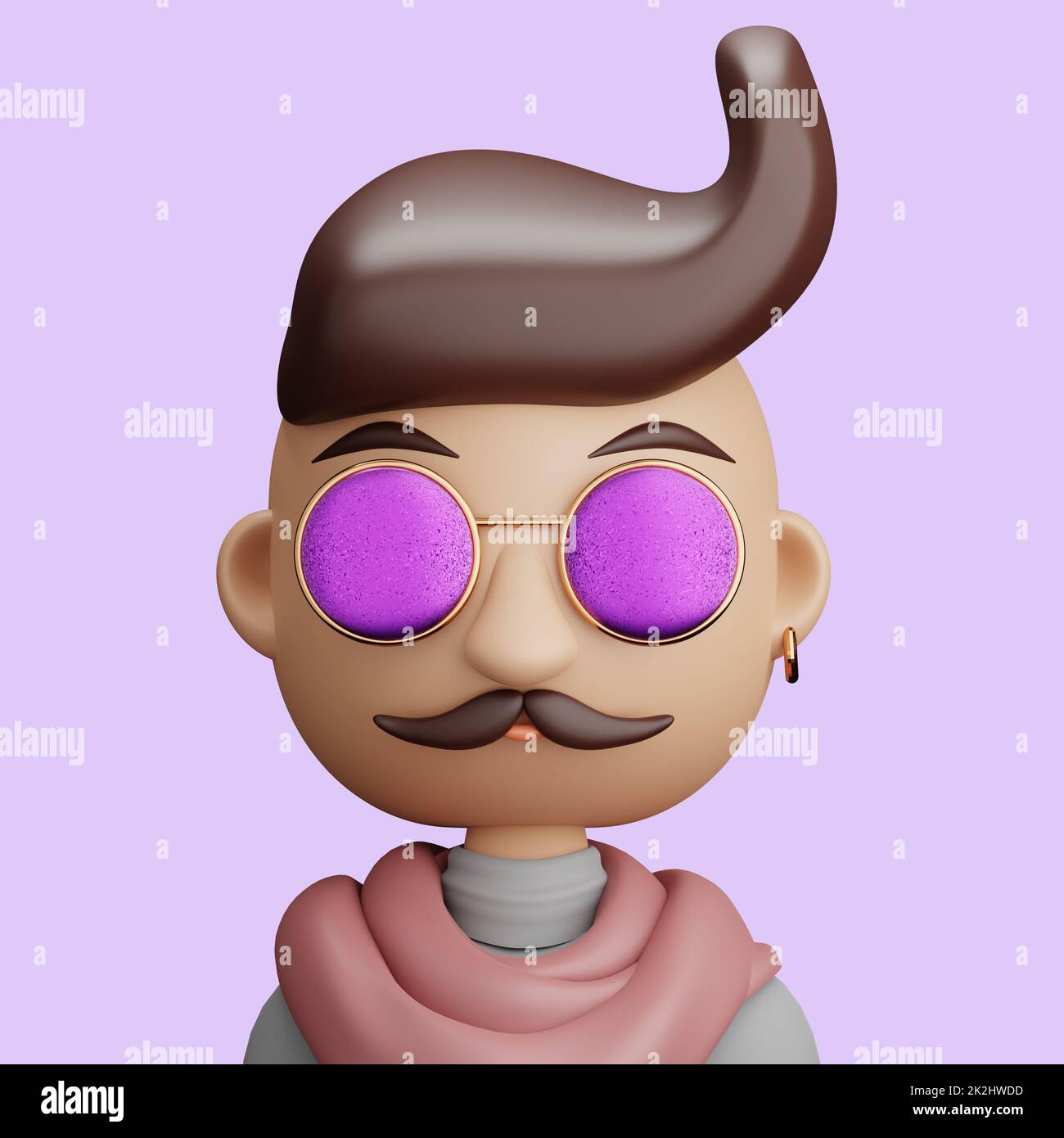 3D avatar de dessin animé d'un homme avec une moustache Banque D'Images