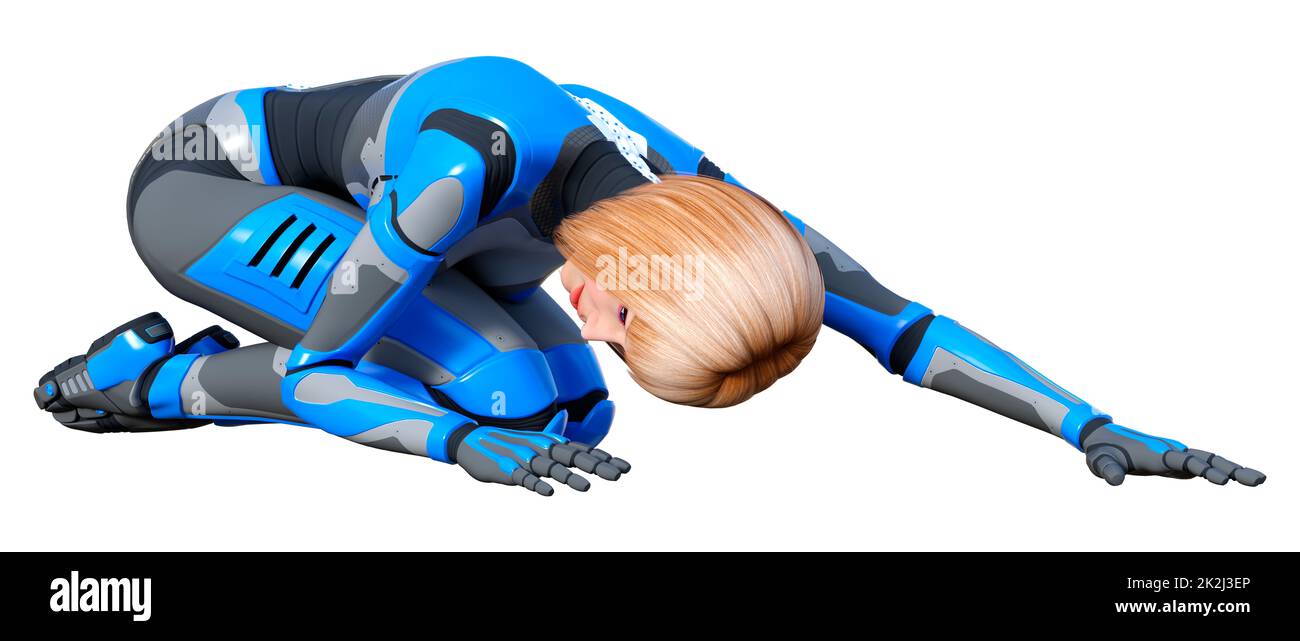 Le Rendu 3D Robot femelle on White Banque D'Images