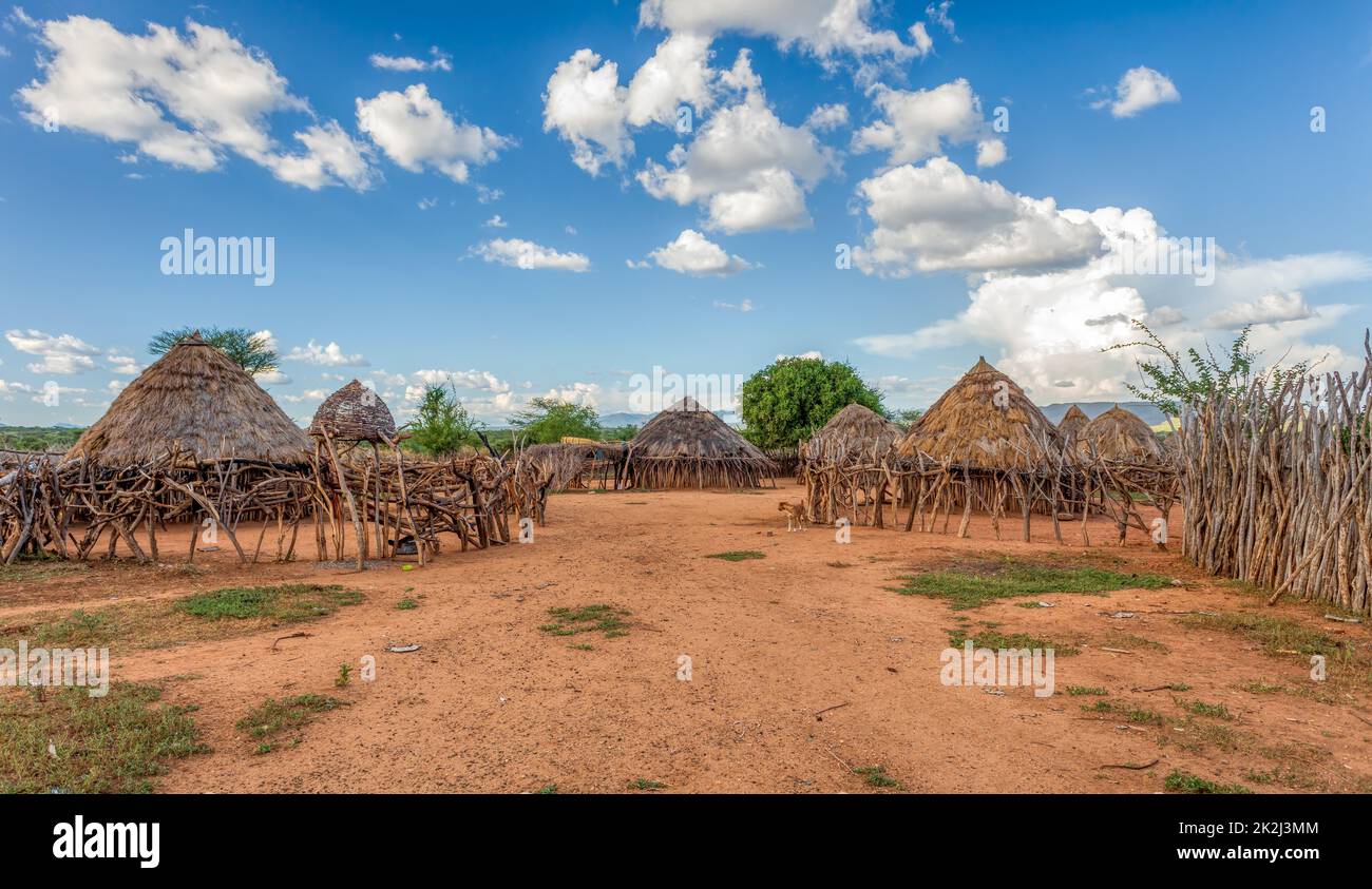 Hamar Village, Éthiopie du Sud, Afrique Banque D'Images