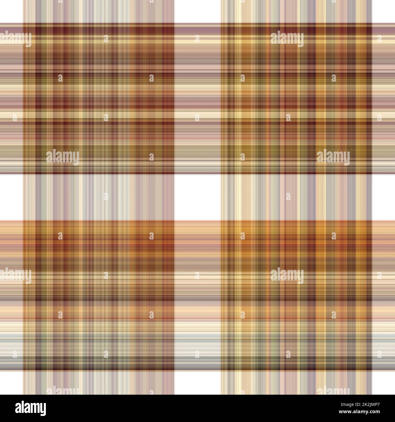 Tissu écossais blanc forêt à motif sans couture. Motif écossais de forêt automnale ton sur ton avec texture organique. Arrière-plan de bande orange pour papier peint rugueux. Banque D'Images